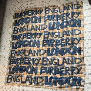 Burberry Checkered Scarf with Blue Text